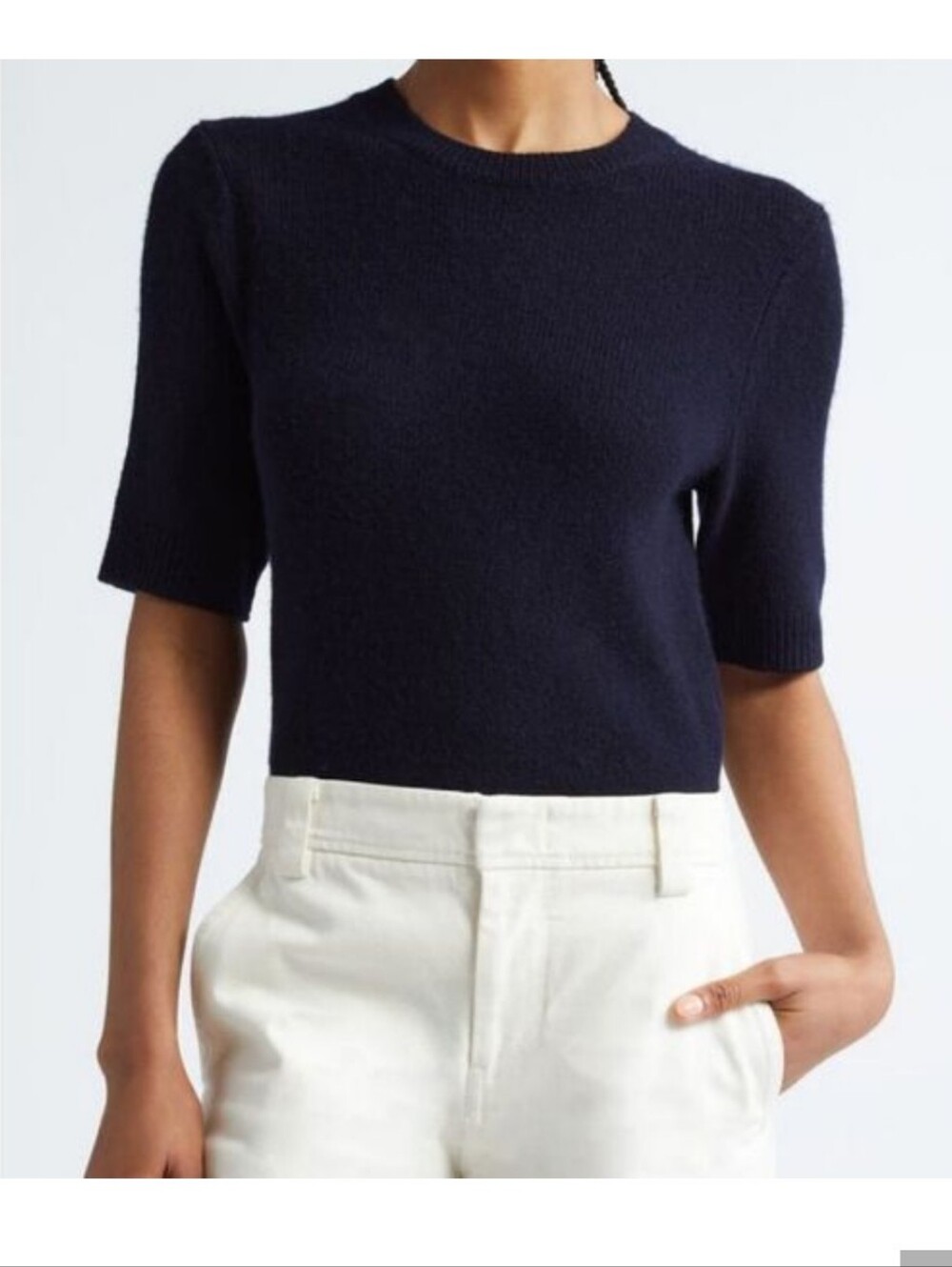 Vince Wool Cashmere Short Sleeve Crewneck Sweater Medium
